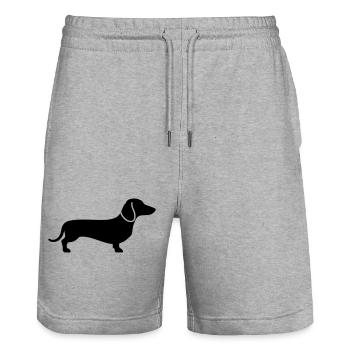 Dackel Teckel Hund Silhouette Vektor - Stanley/Stella Unisex Bio Joggingshorts Trainer  - Grau meliert - Vorne - Nik (191cm) & Marisol (170cm)