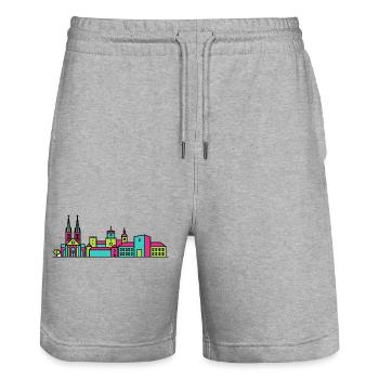Cathédrale Skyline de la ville d’Uppsala Art moderne en ligne - Short de jogging bio TRAINER Stanley/Stella unisexe - gris chiné - Devant - Nik (191cm) & Marisol (170cm)