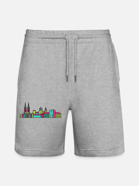 Uppsalaer Stadt-Kathedral Moderne Linienkunst - Stanley/Stella Unisex Bio Joggingshorts Trainer - Grau meliert