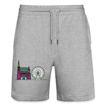 Wiener Stadtsilhouette St. Stephansdom Kunst - Stanley/Stella Unisex Bio Joggingshorts Trainer  - Grau meliert - Vorne - Nik (191cm) & Marisol (170cm)