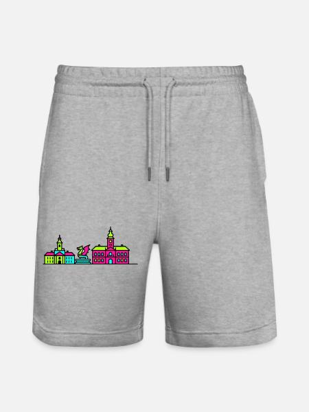 Klagenfurter Stadtsilhouette Lindwurm Moderne Kunst - Stanley/Stella Unisex Bio Joggingshorts Trainer - Grau meliert