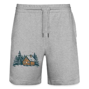 Winterwaldhütte - Stanley/Stella Unisex Bio Joggingshorts Trainer  - Grau meliert - Vorne - Nik (191cm) & Marisol (170cm)