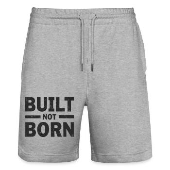 Built Not Born Fitness Motivation Success - Stanley/Stella Trainer Unisex Organic Jogging Shorts - heather grey - Front - Nik (191cm) & Marisol (170cm)
