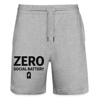  Zero Social Battery Akku Leer Introvertiert - Stanley/Stella Unisex Bio Joggingshorts Trainer  - Grau meliert - Vorne - Nik (191cm) & Marisol (170cm)