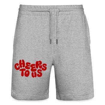 Cheers to Us – Colorful Bubble Font - Stanley/Stella Trainer Unisex Organic Jogging Shorts - heather grey - Front - Nik (191cm) & Marisol (170cm)