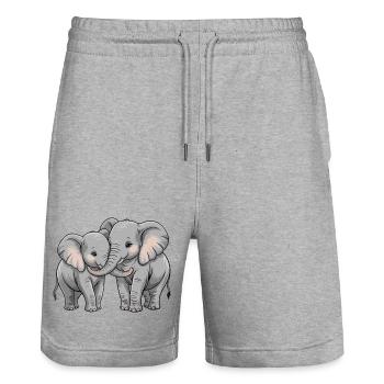 Elephant Couple Valentine's Day - Stanley/Stella Trainer Unisex Organic Jogging Shorts - heather grey - Front - Nik (191cm) & Marisol (170cm)