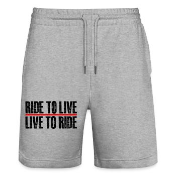 ride to live - live to ride - Stanley/Stella Unisex Bio Joggingshorts Trainer  - Grau meliert - Vorne - Nik (191cm) & Marisol (170cm)