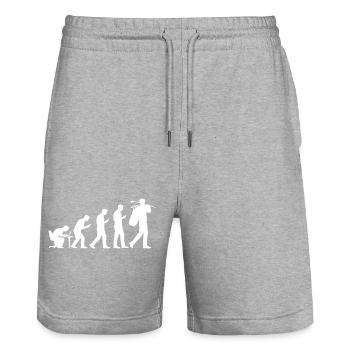 Evolution Golf Lustiges Geschenk für Golfer Männer - Stanley/Stella Unisex Bio Joggingshorts Trainer  - Grau meliert - Vorne - Nik (191cm) & Marisol (170cm)