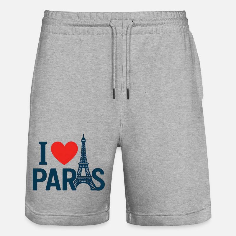 J'aime Paris et Tour Eiffel - Short de jogging bio TRAINER Stanley/Stella unisexe - gris chiné
