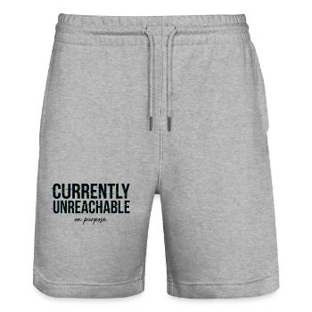 Botschaft Humor derzeit absichtlich unerreichbar - Stanley/Stella Unisex Bio Joggingshorts Trainer  - Grau meliert - Vorne - Nik (191cm) & Marisol (170cm)