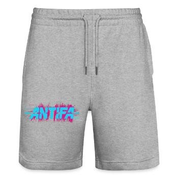 Antifa - Produits dérivés antifascistes - Short de jogging bio TRAINER Stanley/Stella unisexe - gris chiné - Devant - Nik (191cm) & Marisol (170cm)