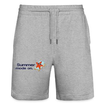 Summer mode on – Holiday, Sun, Sea, Statement - Stanley/Stella Trainer Unisex Organic Jogging Shorts - heather grey - Front - Nik (191cm) & Marisol (170cm)