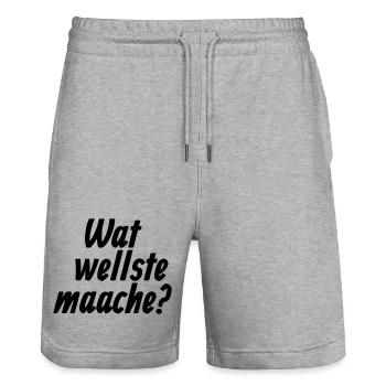 Wat wellste maache? - Et Kölsche Jrundjesetz §7 - Stanley/Stella Unisex Bio Joggingshorts Trainer  - Grau meliert - Vorne - Nik (191cm) & Marisol (170cm)