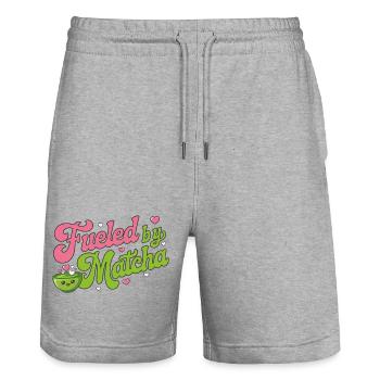 Lustiges Matcha Design für Matcha Liebhaberinnen - Stanley/Stella Unisex Bio Joggingshorts Trainer  - Grau meliert - Vorne - Nik (191cm) & Marisol (170cm)