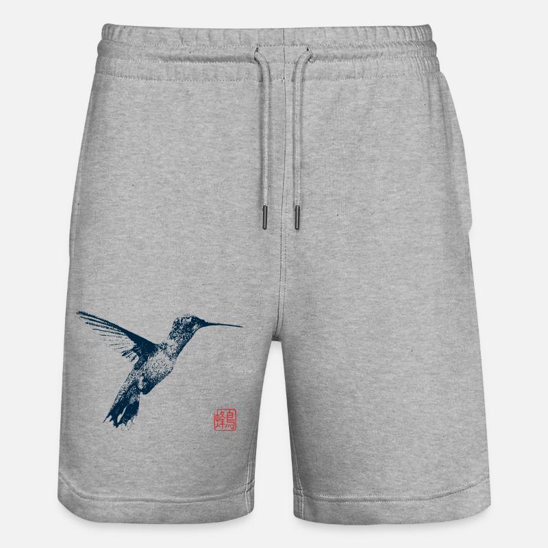 Kolibri mit Kanji Stempel - Stanley/Stella Unisex Bio Joggingshorts Trainer  - Grau meliert