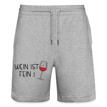 Wine is fine! Summer drink - Stanley/Stella Trainer Unisex Organic Jogging Shorts - heather grey - Front - Nik (191cm) & Marisol (170cm)