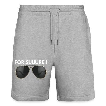 Affirmative message with a minimalist style - Stanley/Stella Trainer Unisex Organic Jogging Shorts - heather grey - Front - Nik (191cm) & Marisol (170cm)