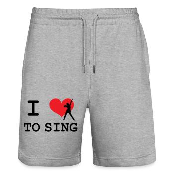 Ich liebe es zu singen - Stanley/Stella Unisex Bio Joggingshorts Trainer  - Grau meliert - Vorne - Nik (191cm) & Marisol (170cm)