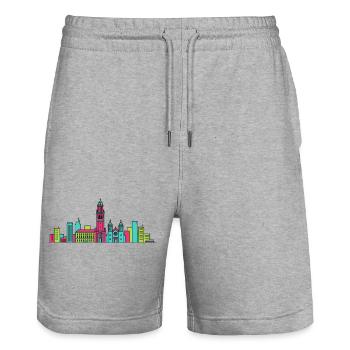 Charleroi City Skyline Glockentürm: Moderne Linienzeichnung - Stanley/Stella Unisex Bio Joggingshorts Trainer  - Grau meliert - Vorne - Nik (191cm) & Marisol (170cm)