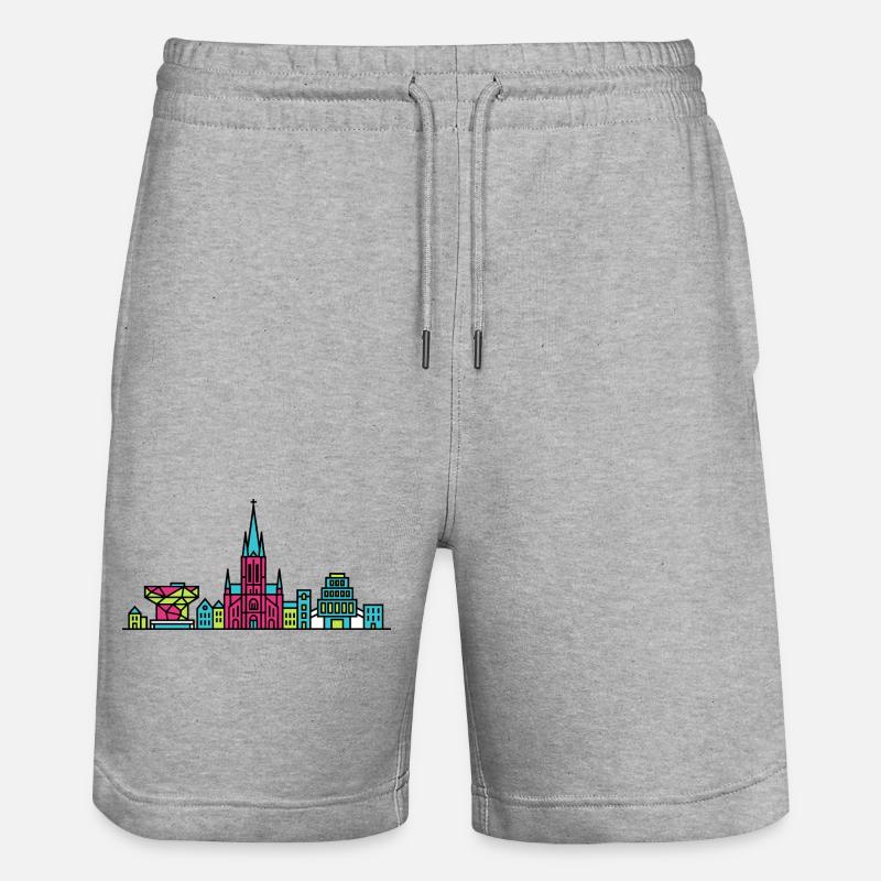 Antwerpener Stadtskyline-Kathedrale Moderne Linienkunst - Stanley/Stella Unisex Bio Joggingshorts Trainer  - Grau meliert