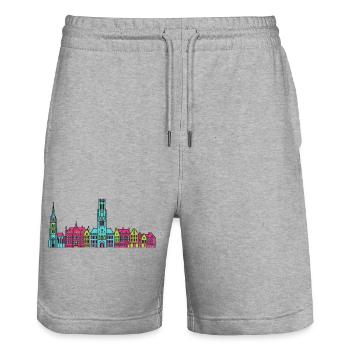 Brügge Stadtsilhuett Glockenturm Moderne Kunst - Stanley/Stella Unisex Bio Joggingshorts Trainer  - Grau meliert - Vorne - Nik (191cm) & Marisol (170cm)