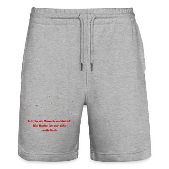 Costume Replacement Human Mask Carnival - Stanley/Stella Trainer Unisex Organic Jogging Shorts - heather grey - Front - Nik (191cm) & Marisol (170cm)
