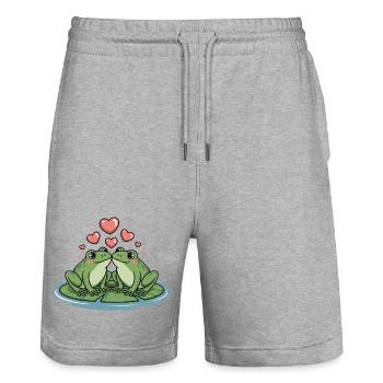Frog Couple Heart - Stanley/Stella Trainer Unisex Organic Jogging Shorts - heather grey - Front - Nik (191cm) & Marisol (170cm)