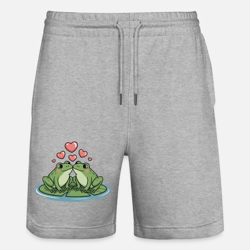 Frosch Paar Herz - Stanley/Stella Unisex Bio Joggingshorts Trainer  - Grau meliert