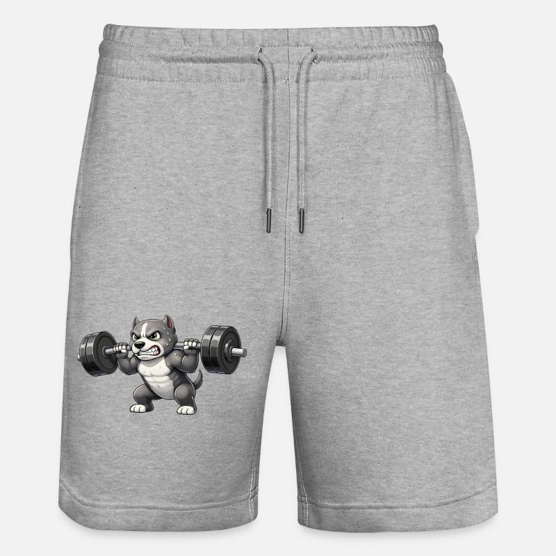 Pitbull Gewichtheber Bodybuilder Powerlifting Gym - Stanley/Stella Unisex Bio Joggingshorts Trainer - Grau meliert