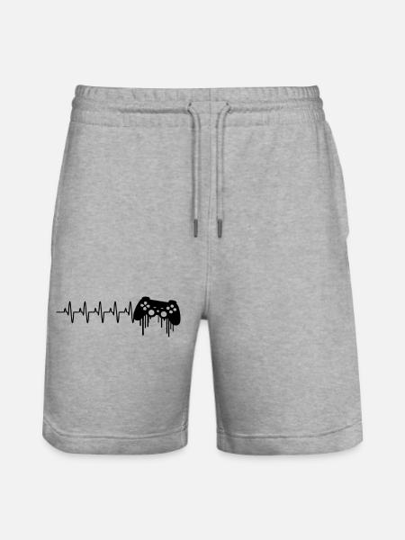 Herzschlag gaming kontroller - Stanley/Stella Unisex Bio Joggingshorts Trainer  - Grau meliert