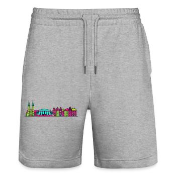 Wroclaw City Skyline Cathedral Moderne Linienkunst - Stanley/Stella Unisex Bio Joggingshorts Trainer  - Grau meliert - Vorne - Nik (191cm) & Marisol (170cm)