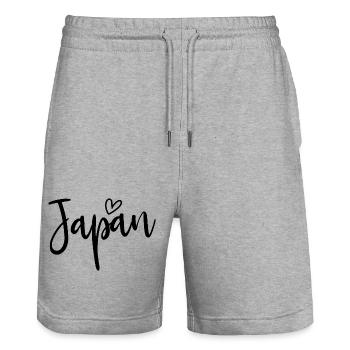Cœur du Japon Amour des femmes au Japon - Short de jogging bio TRAINER Stanley/Stella unisexe - gris chiné - Devant - Nik (191cm) & Marisol (170cm)