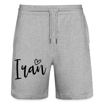 Iran Heart Women's Love Iran - Stanley/Stella Trainer Unisex Organic Jogging Shorts - heather grey - Front - Nik (191cm) & Marisol (170cm)