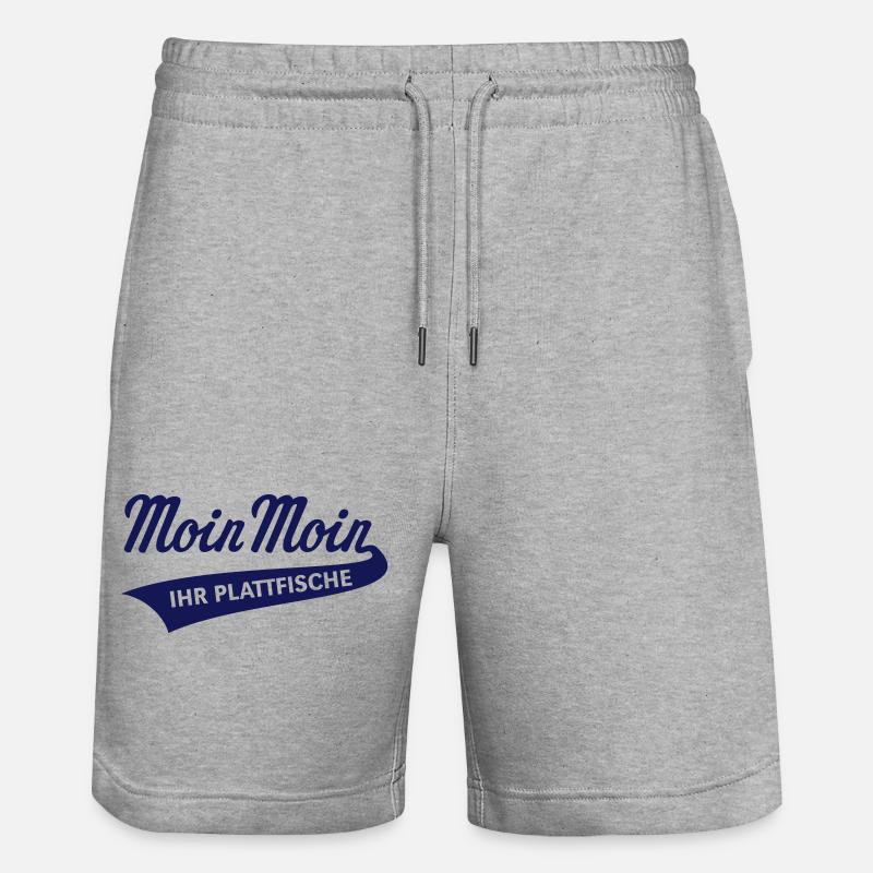 Moin Moin – Ihr Plattfische (Plattdeutsch / Navy) - Stanley/Stella Unisex Bio Joggingshorts Trainer  - Grau meliert