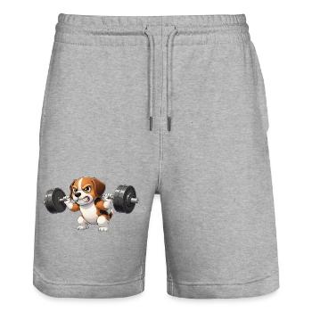 Mignon Beagle Cartoon Weight Weights Fitness - Short de jogging bio TRAINER Stanley/Stella unisexe - gris chiné - Devant - Nik (191cm) & Marisol (170cm)