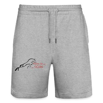 Reiten ist schön... - Stanley/Stella Unisex Bio Joggingshorts Trainer  - Grau meliert - Vorne - Nik (191cm) & Marisol (170cm)