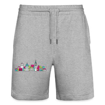 Silhouette de la tour Gediminas de la ville de Vilnius - Short de jogging bio TRAINER Stanley/Stella unisexe - gris chiné - Devant - Nik (191cm) & Marisol (170cm)