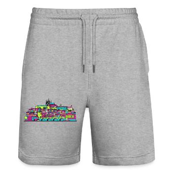 Prager Stadtsilhouette Karlsbrücke Moderne Kunst - Stanley/Stella Unisex Bio Joggingshorts Trainer  - Grau meliert - Vorne - Nik (191cm) & Marisol (170cm)