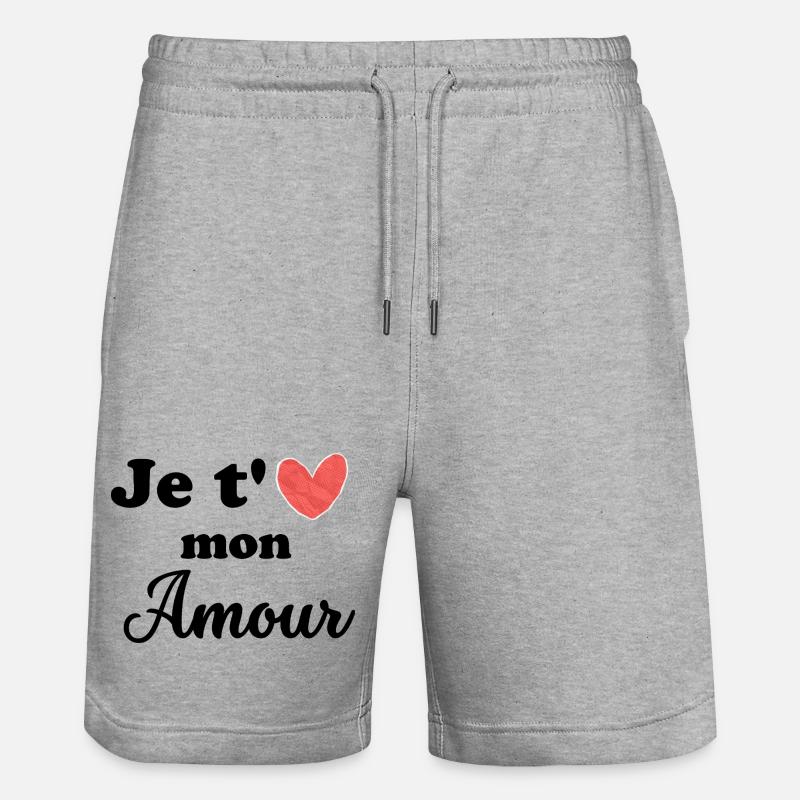 Saint Valentin je t'aime mon amour  - Short de jogging bio TRAINER Stanley/Stella unisexe - gris chiné