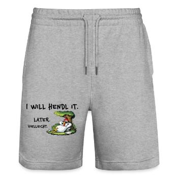 I Will Hendl It – Funny Denglish Saying - Stanley/Stella Trainer Unisex Organic Jogging Shorts - heather grey - Front - Nik (191cm) & Marisol (170cm)
