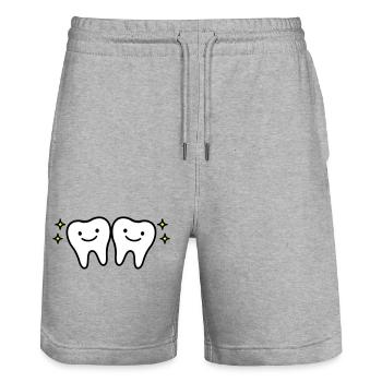 Dent mignonne - Short de jogging bio TRAINER Stanley/Stella unisexe - gris chiné - Devant - Nik (191cm) & Marisol (170cm)