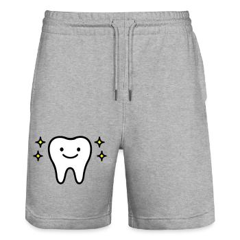 Dent mignonne - Short de jogging bio TRAINER Stanley/Stella unisexe - gris chiné - Devant - Nik (191cm) & Marisol (170cm)