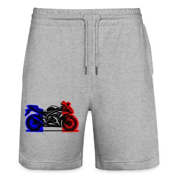 moto france 2026 - Short de jogging bio TRAINER Stanley/Stella unisexe - gris chiné - Devant - Nik (191cm) & Marisol (170cm)