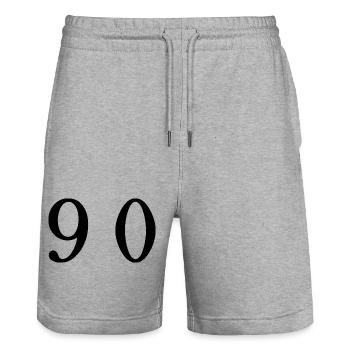 90. 90 JAHRE. 90-JÄHRIGES JUBILÄUM. 90-JÄHRIGES JUBILÄUM. - Stanley/Stella Unisex Bio Joggingshorts Trainer  - Grau meliert - Vorne - Nik (191cm) & Marisol (170cm)