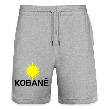 Kobane_Kurdistan_Sonne - Stanley/Stella Unisex Bio Joggingshorts Trainer  - Grau meliert - Vorne - Nik (191cm) & Marisol (170cm)