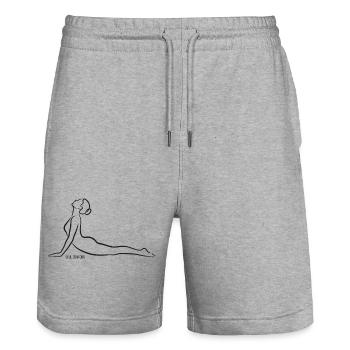SOUL CONTOUR - Bhujangasana - Stanley/Stella Trainer Unisex Organic Jogging Shorts - heather grey - Front - Nik (191cm) & Marisol (170cm)
