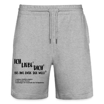 ans Ende der Welt - Stanley/Stella Unisex Bio Joggingshorts Trainer  - Grau meliert - Vorne - Nik (191cm) & Marisol (170cm)