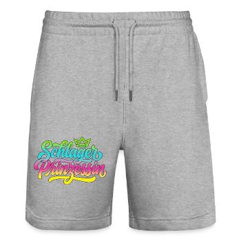 Schlager Prinzessin - Schlagerprinzessin - Stanley/Stella Unisex Bio Joggingshorts Trainer  - Grau meliert - Vorne - Nik (191cm) & Marisol (170cm)