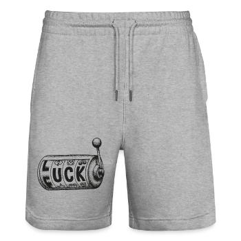Fuck Luck – Conception de jeux de mots - Short de jogging bio TRAINER Stanley/Stella unisexe - gris chiné - Devant - Nik (191cm) & Marisol (170cm)