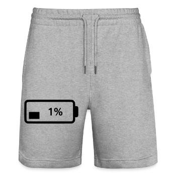 Battery symbol charge level 1% - Stanley/Stella Trainer Unisex Organic Jogging Shorts - heather grey - Front - Nik (191cm) & Marisol (170cm)